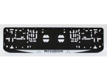 Рамка номерного знака с защелкой черная/серебро MITSUBISHI рельеф Рамка номерного знака с защелкой черная/серебро MITSUBISHI рельеф